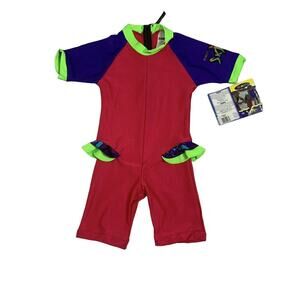 Radicool Skins Girls 100+ SPF Sun Protection Pink Swim Wetsuit Size 1